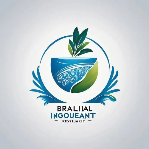 create a logo for a brazilian indigenous restaurant. This logo must remember a blue water. With white background.,indigent,nz badge,ingredient,piquant,coconut palm infrutescence,logo,the logo,inquiry,