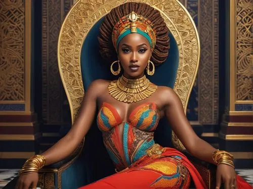 cleopatra,african woman,beautiful african american women,queen,queen crown,queen s,pharaonic,african culture,kenya,rwanda,african american woman,east africa,black woman,priestess,royalty,black women,african,african art,throne,queen bee,Conceptual Art,Daily,Daily 24