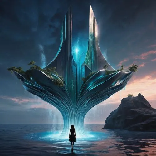 atlantean,alien ship,water lotus,fathom,deltha,asgard,Photography,Artistic Photography,Artistic Photography 15