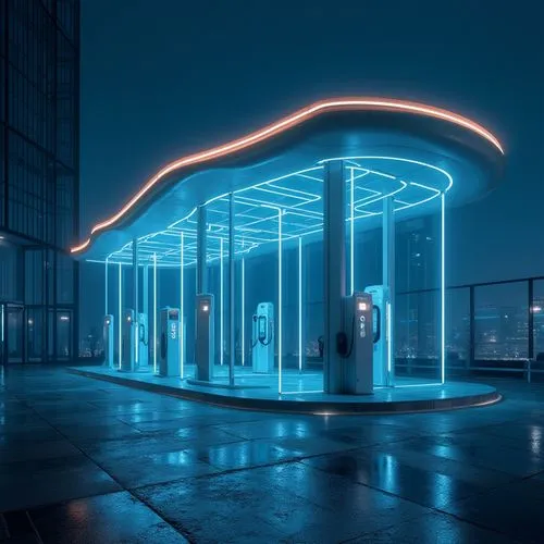 electric gas station,bus stop,bus shelters,forecourt,busstop,e-gas station,potsdamer platz,bus station,petrol pump,polara,alexanderplatz,thyssenkrupp,electroluminescent,filling station,forecourts,rain bar,gas station,parking machine,berlin,futuristic art museum,Photography,General,Realistic