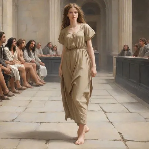 school of athens,girl in a long dress,the magdalene,apollo and the muses,woman walking,bouguereau,aphrodite,girl in a historic way,pilate,justitia,spectator,young woman,bougereau,a girl in a dress,girl walking away,girl on the stairs,girl in cloth,louvre,neoclassic,classical antiquity,Digital Art,Classicism