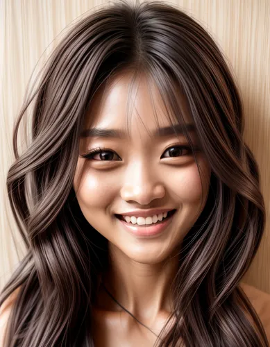 Winking ,portrait background,edit icon,tan chen chen,songpyeon,asian semi-longhair,digital painting,girl drawing,asian woman,chen,photo painting,girl portrait,a girl's smile,vector art,asian girl,doll