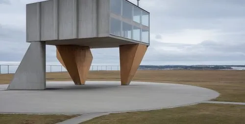 a sculpture of two cubes in a field,snohetta,corten steel,cantilevered,observation tower,hejduk,siza,Photography,General,Realistic