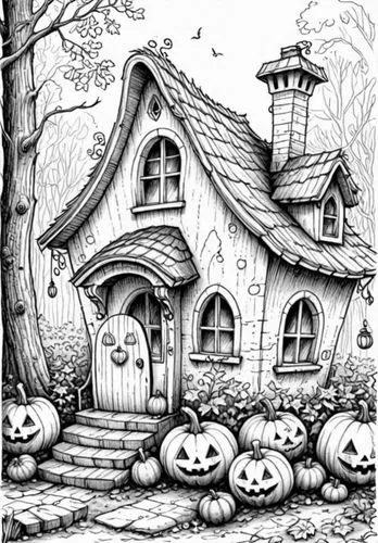 halloween line art,houses clipart,halloween illustration,coloring pages,coloring page,the haunted house,Design Sketch,Design Sketch,Detailed Outline