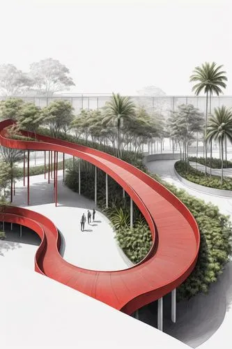 school design,archidaily,futuristic art museum,futuristic architecture,moveable bridge,urban design,shenzhen vocational college,amphitheater,landscape plan,bicycle path,garden design sydney,arq,helipad,singapore,landscape design sydney,chinese architecture,artificial island,landscape red,3d rendering,japanese architecture,Illustration,Black and White,Black and White 35