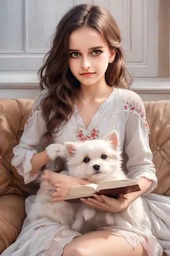 girl with dog,medvedeva,dansie,caitlin,sarikaya,porcelain dolls,Photography,Realistic