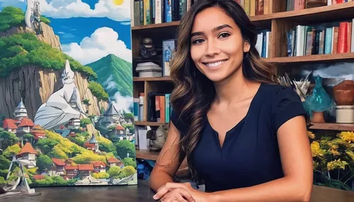 Imagine Luana Alves as a successful entrepreneur, overcoming obstacles to achieve her goals.,ayasofya,watercolor background,chinese background,blur office background,oil painting on canvas,painting te