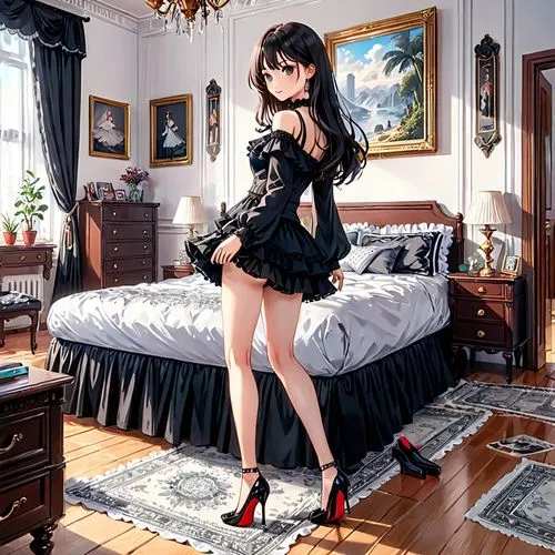 kurumi,yukiko,dressup,bedroom,dollfie,tamicha,hitomi,kitami,dress doll,azusa nakano k-on,jurata,eriko,ornate room,maid,fukawa,kotobukiya,mio,stocking,hiroko,rinko,Anime,Anime,General