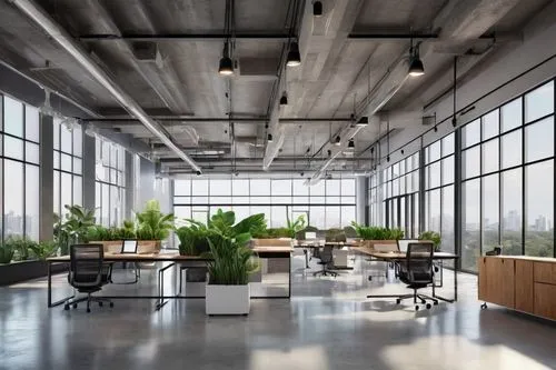 Modern minimalist architectural design studio, blalock and partners, sleek glass building, steel frame structure, floor-to-ceiling windows, polished concrete floors, industrial-chic interior, wooden a