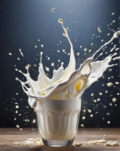 exploding glass of yogurt in slow motion , with bullet travelling at speed,milk splash,condensed milk,evaporated milk,drops of milk,powdered milk,non-dairy creamer,grain milk,yoghurt production,sweete