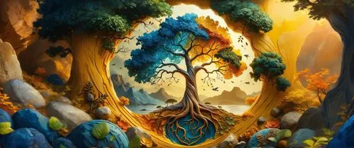 colorful tree of life,fairy forest,tree of life,magic tree,enchanted forest,fantasy landscape