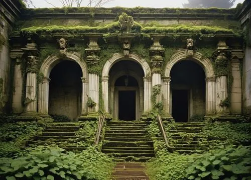 mausoleum ruins,kykuit,abandoned place,abandoned places,ruins,abandoned building,the ruins of the palace,lost places,forest chapel,hall of the fallen,stone palace,luxury decay,lost place,bomarzo,entrances,ruin,mausolea,tombs,abandoned house,marble palace,Illustration,Realistic Fantasy,Realistic Fantasy 09