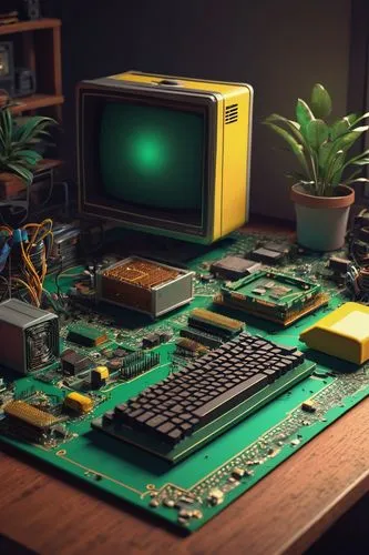 electronic waste,circuit board,retro technology,consoles,transistorized,retro styled,amstrad,3d render,circuitry,cyberscene,colecovision,electronics,reprocessors,video consoles,magnavox,retro items,computervision,atari,microenvironment,microcomputer,Conceptual Art,Oil color,Oil Color 03