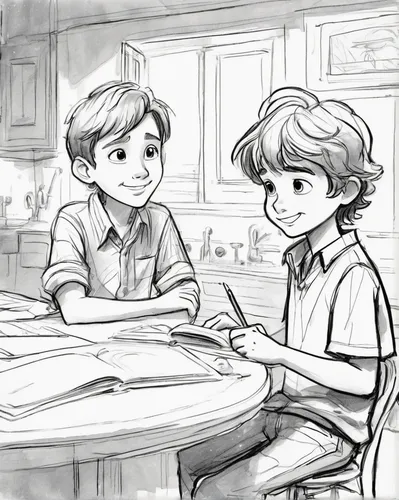 children studying,children drawing,tutoring,childhood friends,kids illustration,nautical children,little angels,preschool,vintage children,study,domestic,tutor,line art children,pencils,brownstone,kids,studies,classroom,tearoom,pizzeria,Illustration,Black and White,Black and White 08