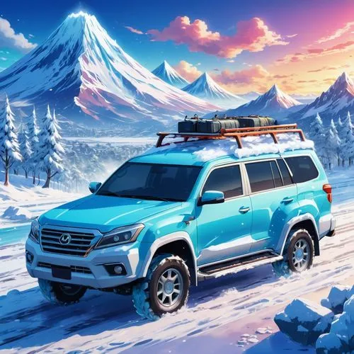 uaz,toyota fj cruiser,4 runner,koyukon,subaru rex,landcruiser,Illustration,Japanese style,Japanese Style 03