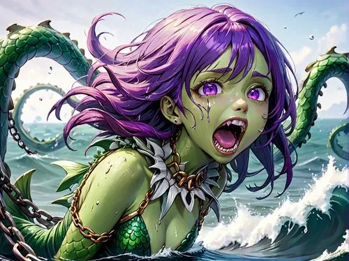 scylla,lamia,green mermaid scale,mermaid background,ursula,medusa,Anime,Anime,General