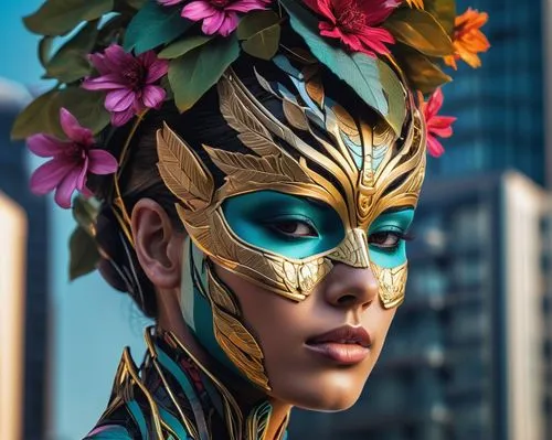 gold mask,masquerade,golden mask,face paint,venetian mask,elven flower,mera,flora,golden wreath,cosmetic,headpiece,golden crown,gold flower,natural cosmetic,bodypaint,circlet,lonka,headdress,tenno,laurel wreath,Photography,Artistic Photography,Artistic Photography 08