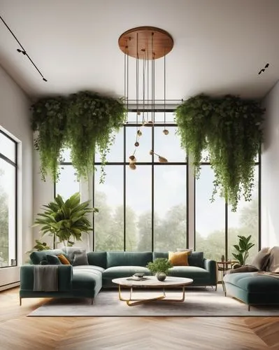 hanging plants,modern decor,living room,interior design,livingroom,green living,interior decoration,interior modern design,contemporary decor,modern living room,house plants,houseplants,sky apartment,sitting room,apartment lounge,houseplant,interior decor,loft,home interior,hanging plant,Illustration,Abstract Fantasy,Abstract Fantasy 18