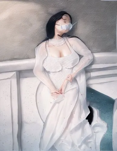 surgical mask,respirator,breathing mask,dead bride,flu mask,oxygen mask,carbon dioxide therapy,respirators,medical mask,pregnant woman icon,oxydizing,nurse,gauze,illness,resuscitator,chemotherapy,pollution mask,patient,cancer illustration,oil on canvas,Game&Anime,Manga Characters,Fantasy