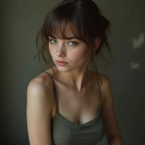 bangs,zooey,felicity jones,maia,coqui,girl portrait,kreuk,young woman,portrait of a girl,nolwenn,anastasia,pale,brunette,beautiful face,pretty young woman,attractive woman,beautiful young woman,adorable,cotton top,woman portrait