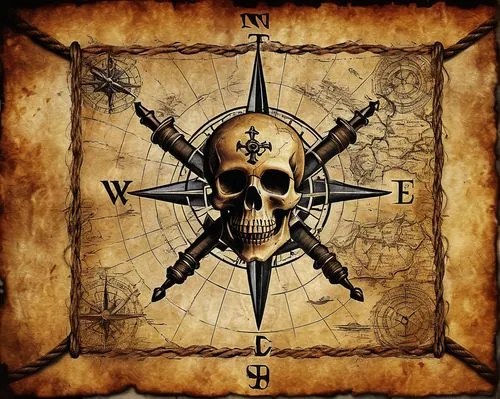 compass rose,skull and cross bones,skull and crossbones,sigil,sextant,navigators,compass,doubloons,witches pentagram,navigant,treasure map,navigational,pentacle,sigils,nautical banner,navigare,compass direction,wind rose,corsairs,ship's wheel,Conceptual Art,Daily,Daily 23