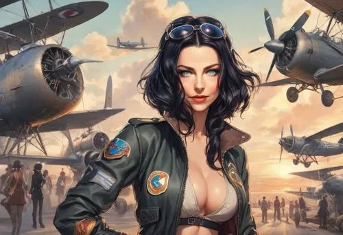 superfortress,aviatrix,aeronauticas,bombshells,tailgunner,warbird,Digital Art,Anime