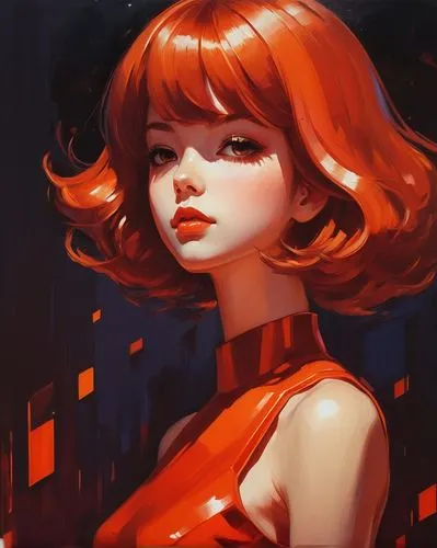 fire pearl,asuka langley soryu,fiery,transistor,paprika,fire lily,digital painting,red-haired,poppy red,crimson,red head,fire siren,flame spirit,orange,red paint,fire angel,diamond red,bright red,red ginger,bright orange,Conceptual Art,Fantasy,Fantasy 19