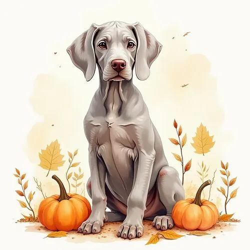 pupkin,weimaraner,autumn background,autumn icon,dog illustration,weimaraners