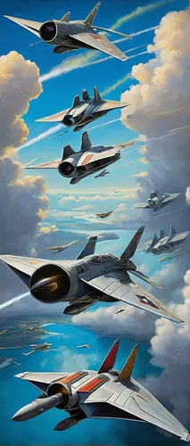 Create a futuristic setting where the 6th generation fighter engages in an epic aerial battle.,supersonic aircraft,northrop grumman b-2 spirit,supersonic transport,general atomics,lockheed martin,nort