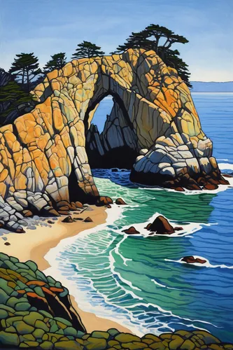 coastal landscape,beach landscape,pebble beach,cliff beach,rocky coast,mountain beach,bretagne,carmel by the sea,sea landscape,landscape with sea,monterey,cliff coast,pacific coastline,three point arch,rocky beach,cove,aptos,coast line,dolphin coast,beach scenery,Illustration,Vector,Vector 15