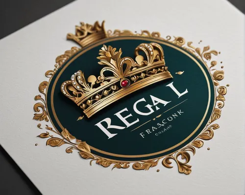 Design a regal crown logo for a luxury brand.,regal,chivas regal,crown render,regatta,royal crown,gold foil labels,royal,logodesign,gold foil crown,crown seal,royal award,recall,rr,logotype,regulorum,