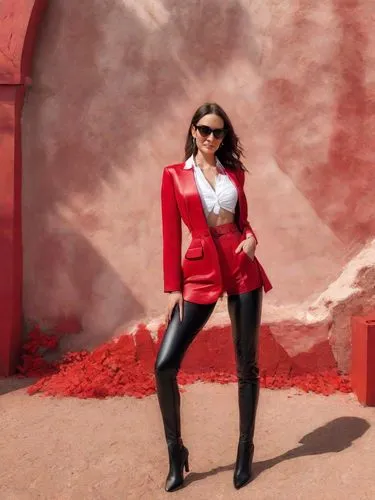 red wall,red coat,lady in red,on a red background,red tunic,deepika padukone,Photography,Realistic