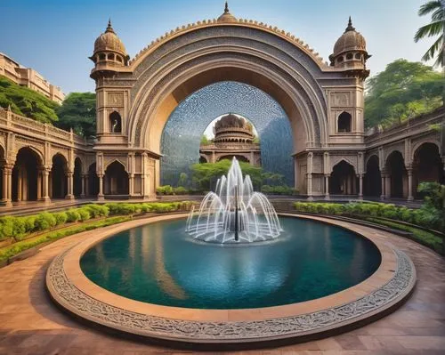 maharastra,karnatak,fountain of friendship of peoples,chhatrapati,dehli,hiranandani,karnataka,india,water palace,safdarjung,gwalior,chhatrasal,aurangabad,deccan,baroda,jaipur,mumbai,decorative fountains,taj mahal hotel,hyderabad,Illustration,Paper based,Paper Based 22