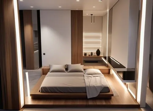 modern room,sleeping room,room divider,canopy bed,bedroom,interior modern design,bed frame,sliding door,smart home,loft,modern decor,hallway space,walk-in closet,guest room,3d rendering,sky apartment,great room,penthouse apartment,contemporary decor,modern minimalist bathroom,Photography,General,Realistic