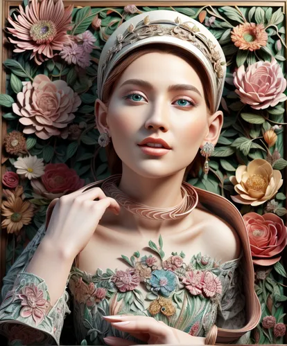 girl in flowers,vintage floral,flora,porcelain rose,girl in the garden,victorian lady,decorative figure,eglantine,vintage flowers,girl in a wreath,portrait background,rosebushes,rosa ' amber cover,natural cosmetic,angelica,antique background,floral background,rosa,terracotta,magnolia