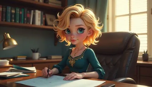 girl studying,secretaria,secretarial,animator,miniaturist,schoolmistress