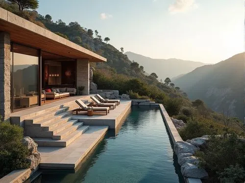 amanresorts,infinity swimming pool,house in the mountains,house in mountains,pool house,luxury property,Photography,General,Realistic