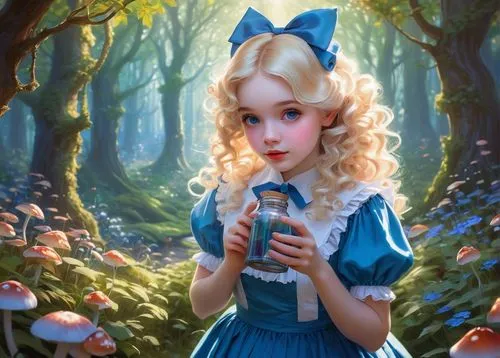 alice,alice in wonderland,fairy tale character,wonderland,fantasy portrait,fairy forest,fantasy picture,children's fairy tale,eglantine,little girl fairy,fairytale characters,fairy tale,faerie,fairy world,child fairy,fantasy girl,mystical portrait of a girl,bluebell,fairy tales,faery,Conceptual Art,Fantasy,Fantasy 28