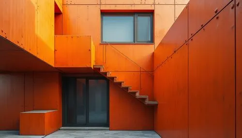 corten steel,orange,zoku,cubic house,adjaye,orange color,hejduk,oranje,mahdavi,padauk,ochre,bright orange,orange half,modern architecture,eisenman,mvrdv,kundig,kirrarchitecture,contemporary,copperopolis,Photography,General,Realistic