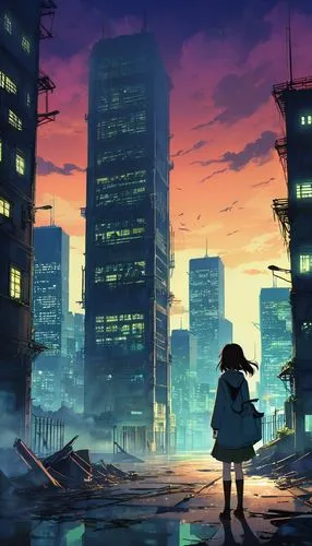 cityscape,evening city,world end,dusk background,cybercity,city scape,monogatari,cityscapes,atmosphere,city lights,cyberworld,cityview,violet evergarden,fantasy city,ciel,transistor,flcl,citylights,tokyo city,evening atmosphere,Illustration,Japanese style,Japanese Style 03