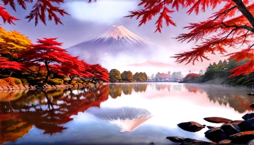 landscape background,autumn background,japan landscape,japanese mountains,autumn scenery,nature background,autumn mountains,autumn landscape,mount fuji,beautiful japan,mountain landscape,mt fuji,fuji mountain,beautiful landscape,mountain scene,world digital painting,background view nature,fall landscape,autumn in japan,japon,Conceptual Art,Fantasy,Fantasy 01