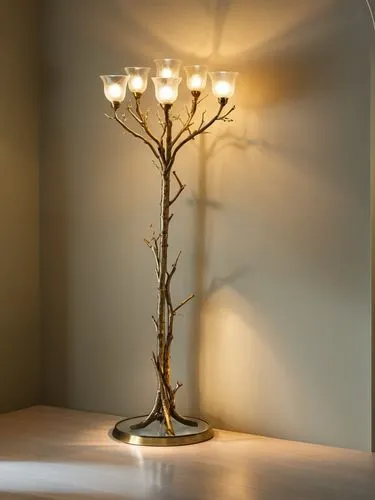 6 light twig floor lamp with glass shade finish in antique brass wrap in wires,a tree lamp has several nches in it,table lamp,table lamps,wall lamp,candelabra,foscarini,floor lamp,candelabrum,desk lam