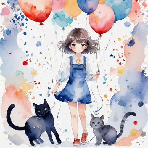 watercolor cat,watercolor blue,blue balloons,watercolors,little girl with balloons,watercolor background,watercolor,watercolor cafe,watercolor baby items,nouaimi,balloon,water colors,white blue red,cat lovers,colorful doodle,cat's cafe,riska,balloons,watercolour paint,colorful balloons,Illustration,Paper based,Paper Based 25