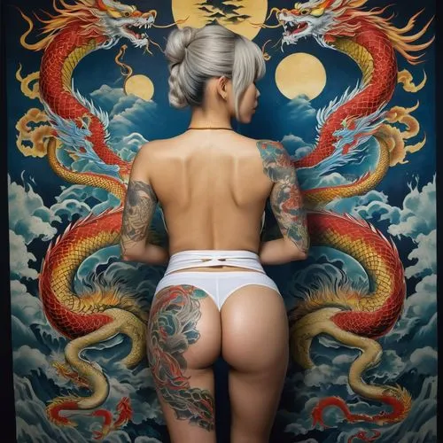 oriental painting,asian vision,japanese art,dakini,moondragon,tattoo girl,Photography,Documentary Photography,Documentary Photography 01