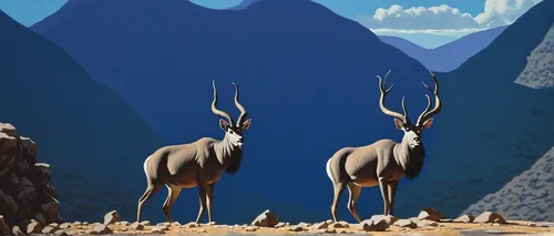 antelopes,pere davids deer,common eland,mountain sheep,mountain cows,bighorn,caribou,guards of the canyon,barren ground caribou,kudu,hartebeest,bighorn sheep,deers,gemsbok,antelope,cartoon video game background,gazelles,forest animals,wildebeest,elk,Conceptual Art,Sci-Fi,Sci-Fi 14