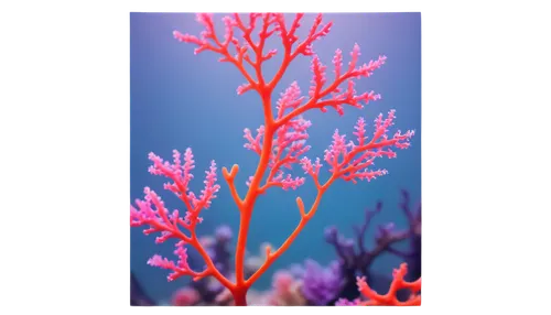 Colorful sea coral, underwater scene, vibrant orange, pink, purple hues, delicate branches, intricate details, soft focus, shallow depth of field, warm lighting, 3/4 composition, close-up shot, macro 