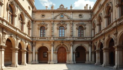 sheldonian,bodleian,rudolfinum,sapienza,palazzo barberini,borromini,mirogoj,palermo,llotja,el escorial,collegiata,certosa,grand master's palace,valletta,szeged,villa cortine palace,main facade,palace of parliament,quadrangle,baglione,Photography,General,Realistic