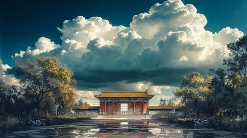 白云,hall of supreme harmony,buddhist temple,white temple,the golden pavilion,asian architecture,summer palace,hengdian,zhaozhou,qibao,water palace,jingshan,yiping,qingcheng,xiping,baoqing,golden pavili