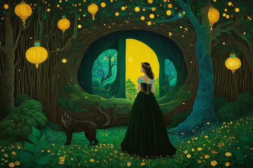 fireflies,forest of dreams,enchanted forest,children's fairy tale,fairy tale,yellow garden,a fairy tale,fairy tales,fairy forest,fairytales,girl with tree,fantasy picture,fairy lanterns,fairy tale icons,fairy tale character,lanterns,fairytale,forest animals,enchanted,fairytale forest,Art,Artistic Painting,Artistic Painting 32