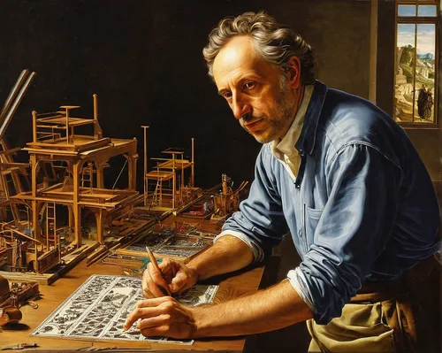 a carpenter,carpenter,craftsman,man with a computer,meticulous painting,woodworker,watchmaker,work in the garden,shoemaker,painting technique,craftsmen,clockmaker,metalsmith,sculptor ed elliott,the labor,italian painter,sculptor,david bates,brick-making,tinsmith,Art,Classical Oil Painting,Classical Oil Painting 29